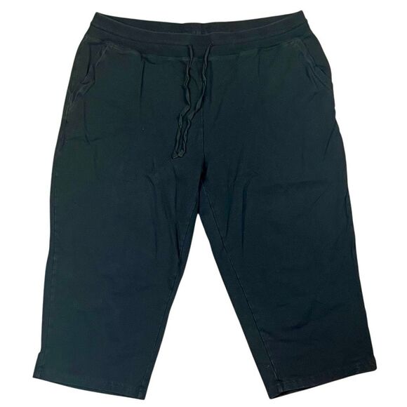 Weintee Black Pull-on Capri Cropped Pants XXL Plus - Picture 1 of 8